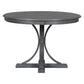 TREXM Five-Piece Retro Round Dining Table Set with Curved Brackets and 4 Cushioned Chairs, Dark Gray