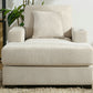 39.7" Oversized Chaise Lounger with Pillows, Charge Station, and Cup Holders, Chenille Fabric in Cream