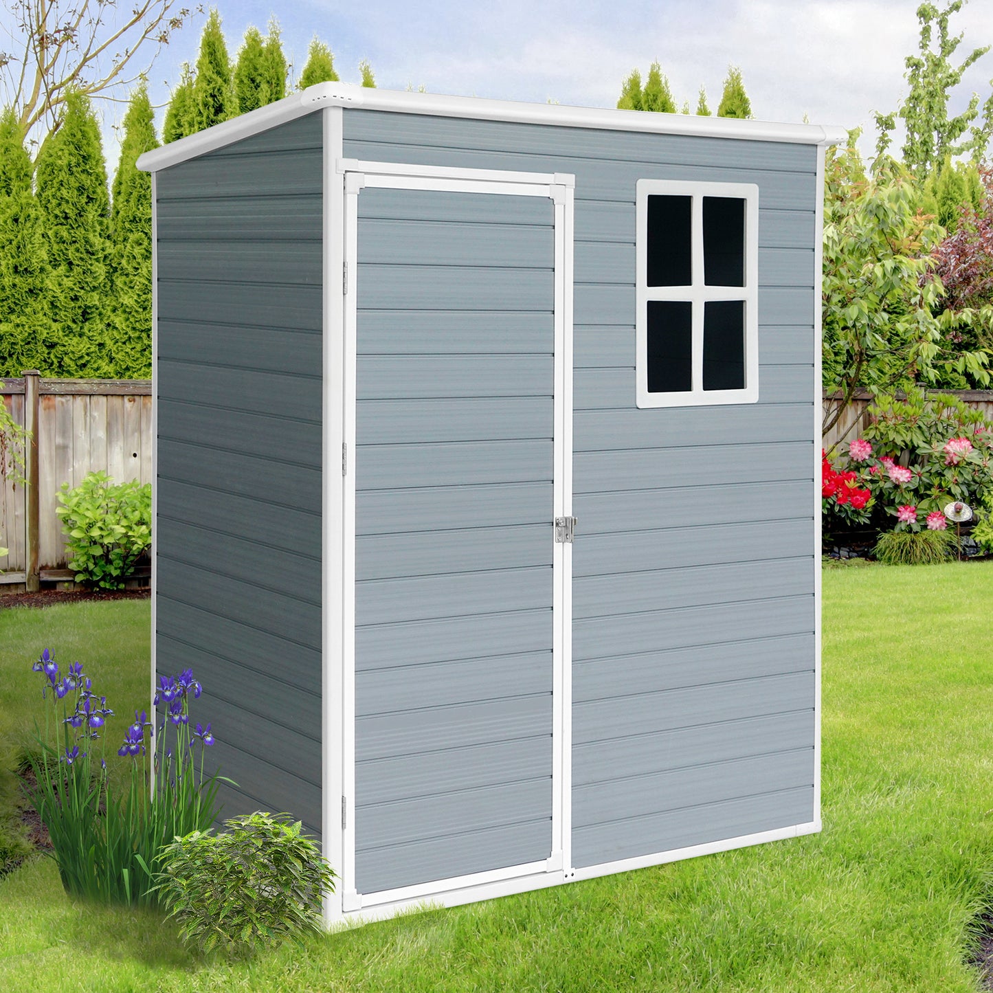 5x3ft Resin Outdoor Storage Shed Kit-Perfect to Store Patio Furniture Grey