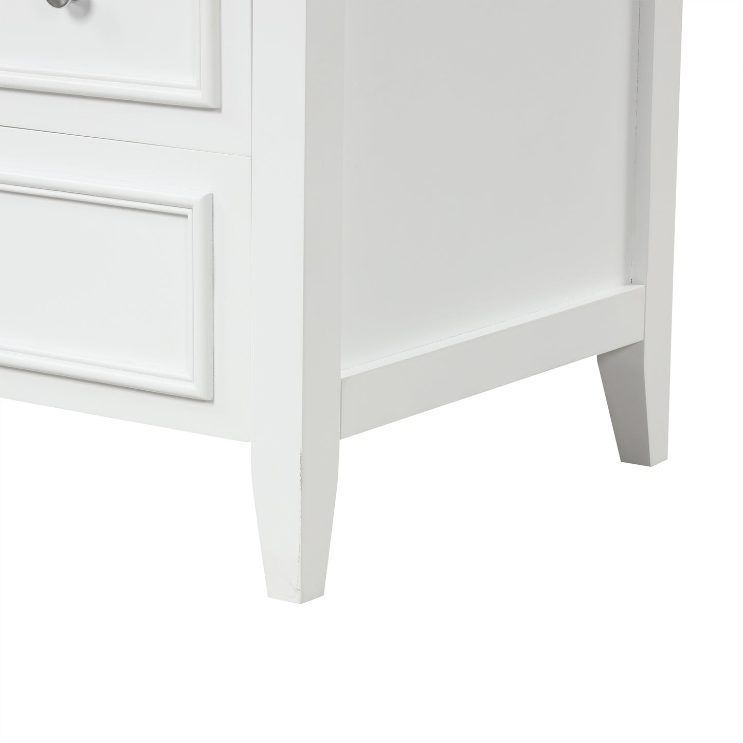 Bathroom Vanity with Sink, Bathroom Vanity Cabinet with Three Drawers and Door, Solid Wood and MDF, White