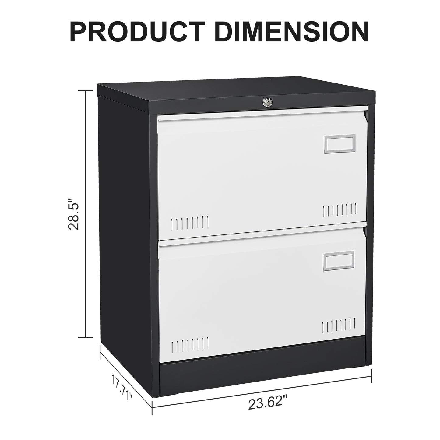 2 Drawer Metal Lateral File Cabinet with Lock Office Vertical Files Cabinet for Home Office/Legal/Letter/A4