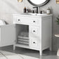 30" Bathroom Vanity with Sink Top, Solid Wood Cabinet with Door and Two Drawers, White