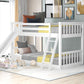 Twin over Twin Bunk Bed with Convertible Slide and Ladder  White