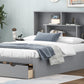 Full Size Platform Bed with Storage Headboard and 2 Drawers, Gray