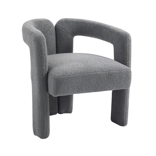 Teddy fabric modern design dining chair,open-Back ,modren kitchen armchair for Dinging Room(GREY)