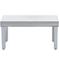 ON-TRANS Stylish Modern Glass Mirrored Coffee Table with Crystal Design and Adjustable Height Legs, Silver Finish