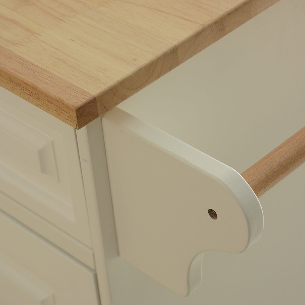 Kitchen Island and Cart, Mobile Design with Rubber Wood Leaf Countertop and Storage Cabinet