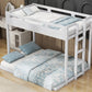 Twin over Full Bunk Bed with Built-in Ladder,White