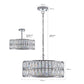 Modern crystal drum pendant light, 6-light pendant light, with silver metal frame (excluding light bulb)