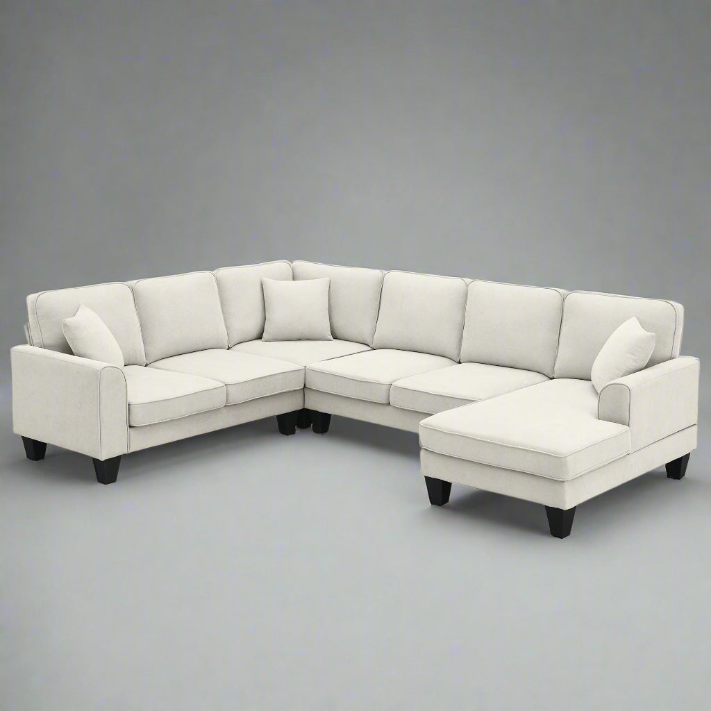 108" x 85.5" Modern U-Shaped Sectional Sofa, 7-Seat Fabric Sofa Set for Living Rooms