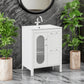 Bathroom Vanity with Sink, Bathroom Vanity Cabinet with Two Drawers and Door, Adjustable Shelf, Solid Wood and MDF, White