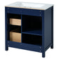 30-Inch Blue Bathroom Vanity with Ceramic Sink and Ample Storage - Ideal Choice for Small Bathrooms