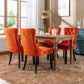 High-end Tufted Solid Wood Contemporary Velvet Upholstered Dining Chair with Wood Legs Nailhead Trim 2-Pcs Set Orange