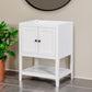 Bathroom Vanity Base Only, Soild Wood Frame, Bathroom Storage Cabinet with Doors and Open Shelf, White