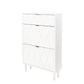 Shoe cabinet, independent flip bucket shoe cabinet with 3 flip drawers, modern shoe box (white)