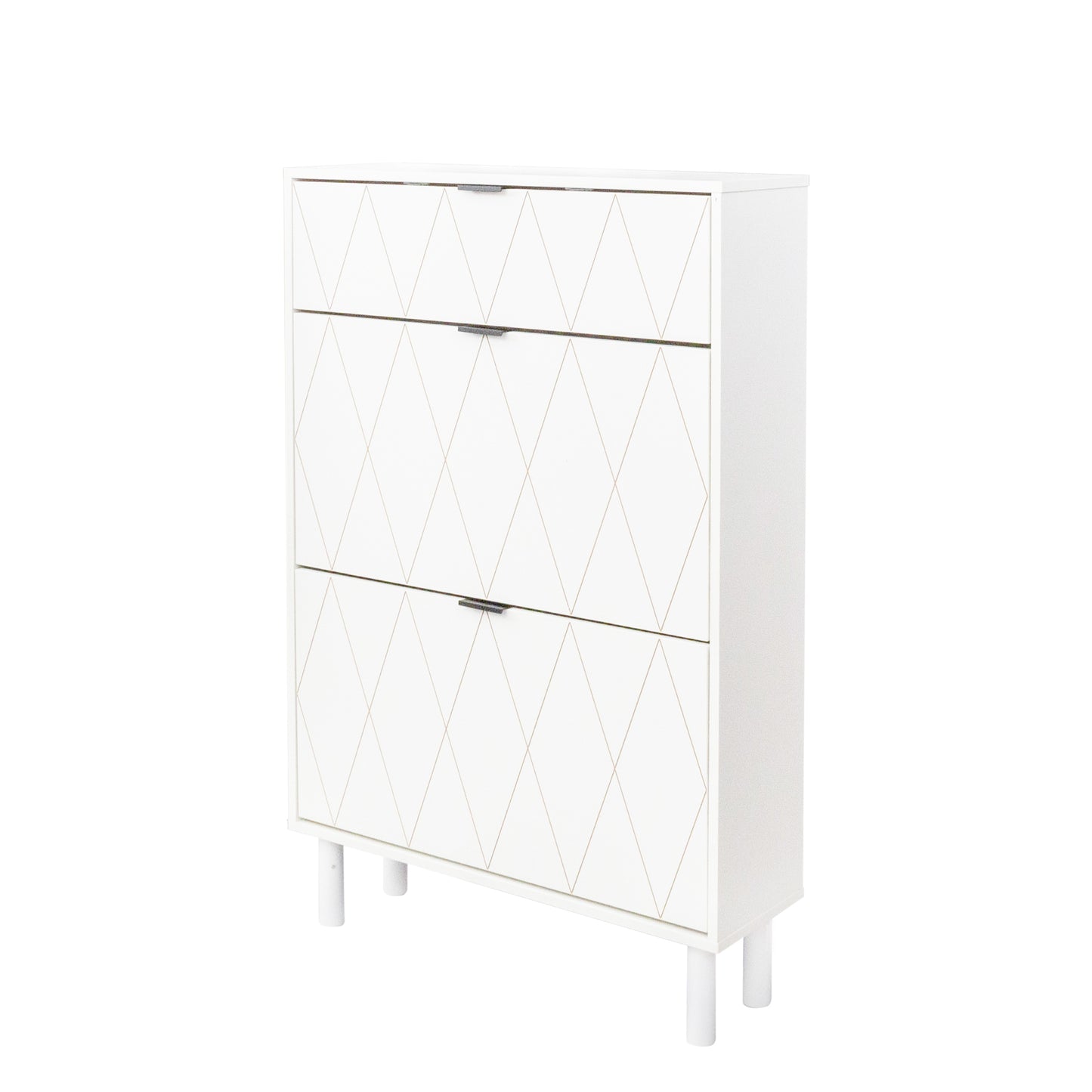 Shoe cabinet, independent flip bucket shoe cabinet with 3 flip drawers, modern shoe box (white)