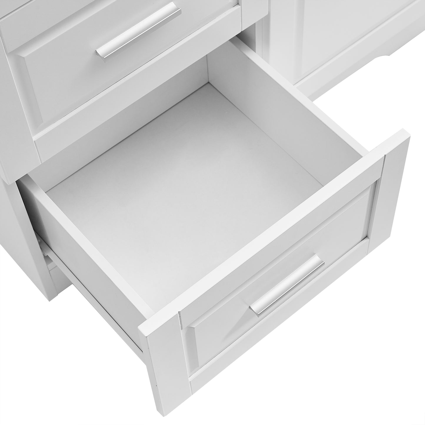 Tall and Wide Storage Cabinet with Doors, Three Drawers for Bathrooms and Offices, White Finish