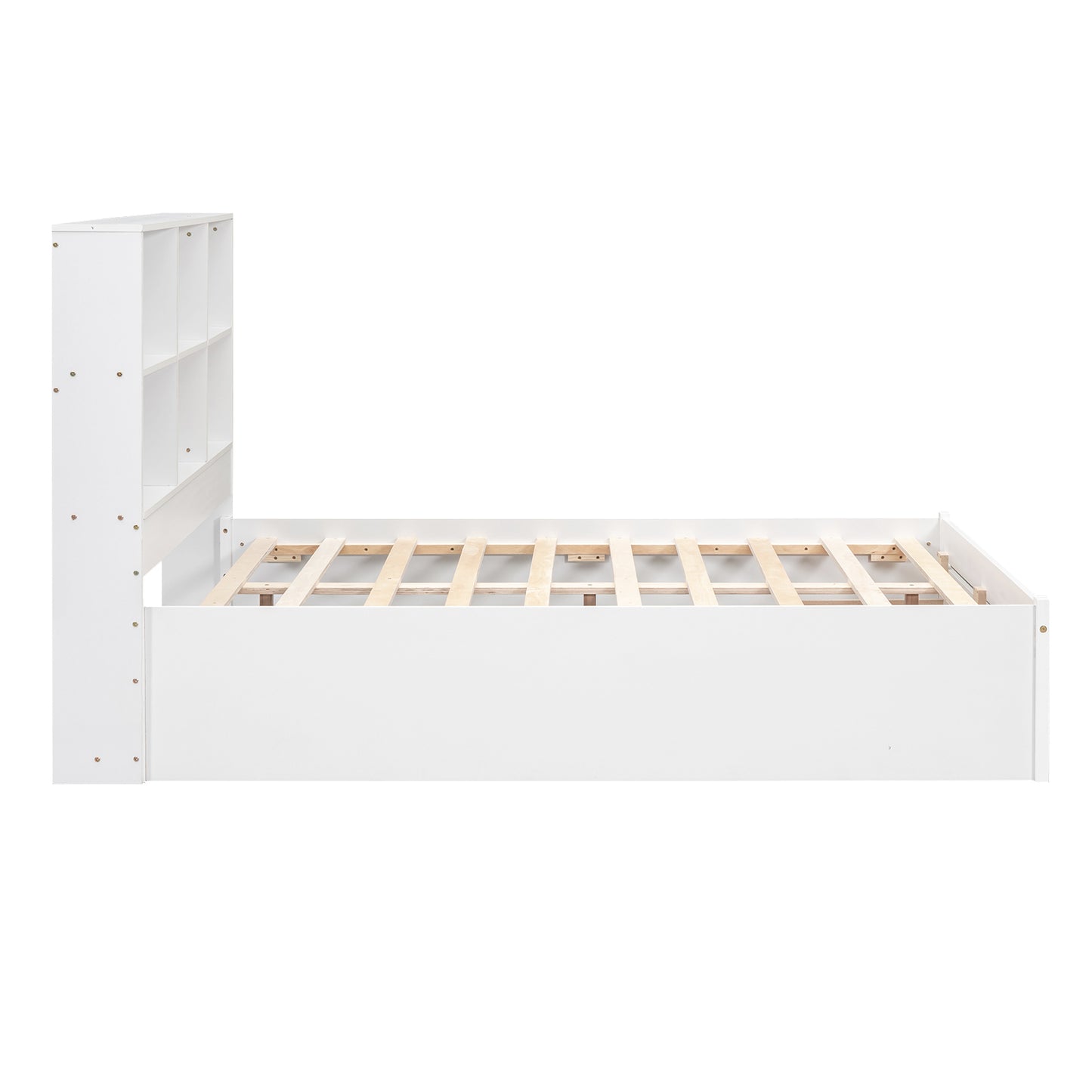 Full Size Platform Bed with Storage Headboard, Charging Station and 2 Drawers White