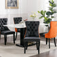 Tufted Solid Wood Contemporary PU and Velvet Upholstered Dining Chair with Wood Legs Nailhead Trim 2-Pcs Set Black+Orange