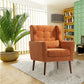 Modern Accent Chair Upholstered Foam Filled Living Room Chairs Comfy Reading Chair Mid Century Modern Chair (Orange)