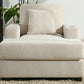 39.7" Oversized Chaise Lounger with Pillows, Charge Station, and Cup Holders, Chenille Fabric in Cream