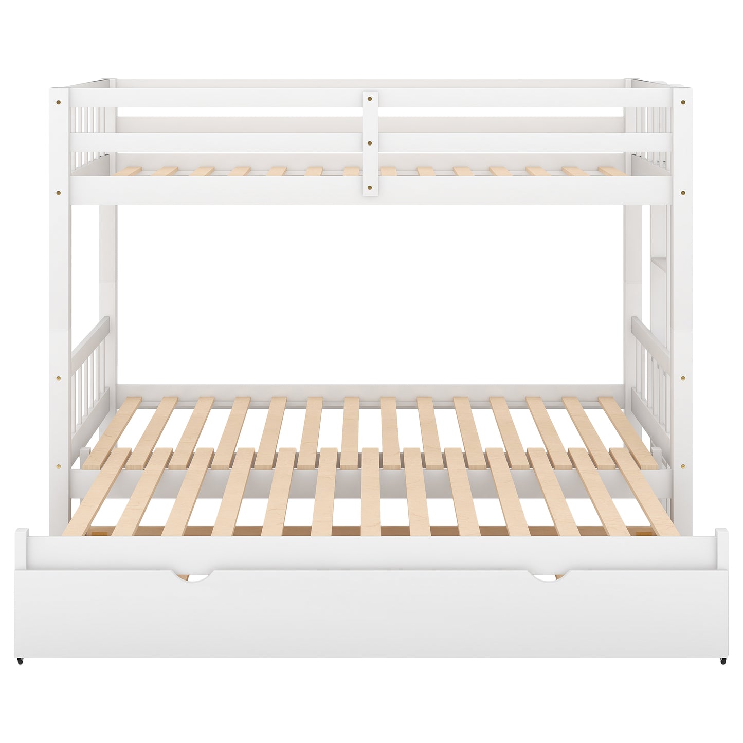 Twin over Pull-out Bunk Bed with Trundle  White