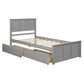 Platform Storage Bed  2 drawers with wheels, Twin Size Frame  Gray