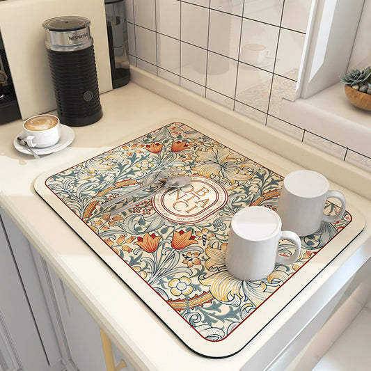 Kitchen Countertop Technology Cloth Drainage Pad Coffee Table Tableware Bowl Plate Cup Drying Pad Washable Insulation Pad