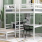 Convertible Loft Bed with L-Shape Desk, Twin Bunk Bed with Shelves and Ladder White