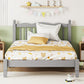 Twin Bed with Column-Decoration Headboard, with Bed Slats,Grey