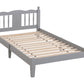 Twin Bed with Column-Decoration Headboard, with Bed Slats,Grey