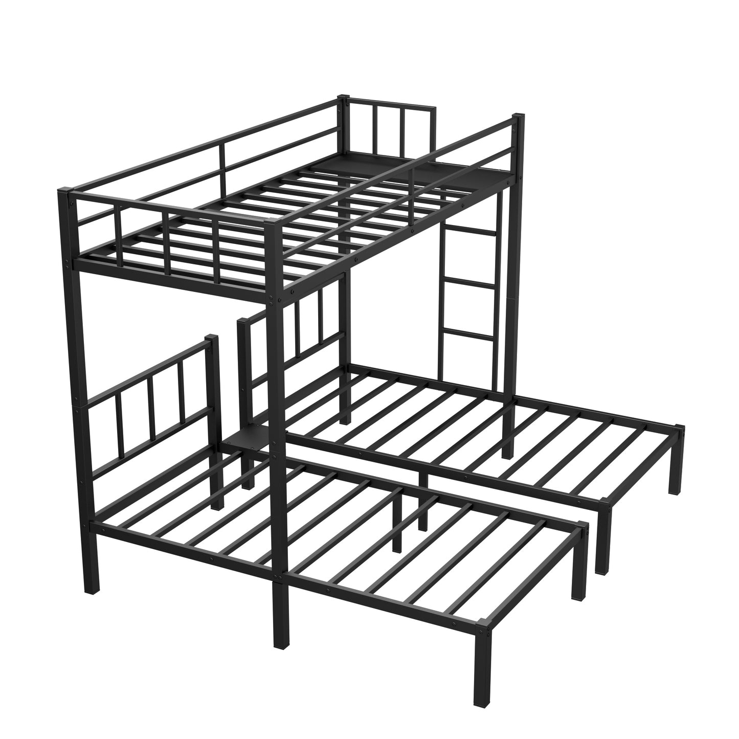 Twin over Twin & Twin Bunk Beds for 3, Twin XL over Twin & Twin Bunk Bed Metal Triple Bunk Bed, Black