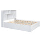 Queen Size Platform Bed with Storage Headboard and 2 Drawers, White