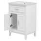 24" Bathroom Vanity with Sink, Solid Wood and MDF Cabinet with One Flip Drawer and Doors, White