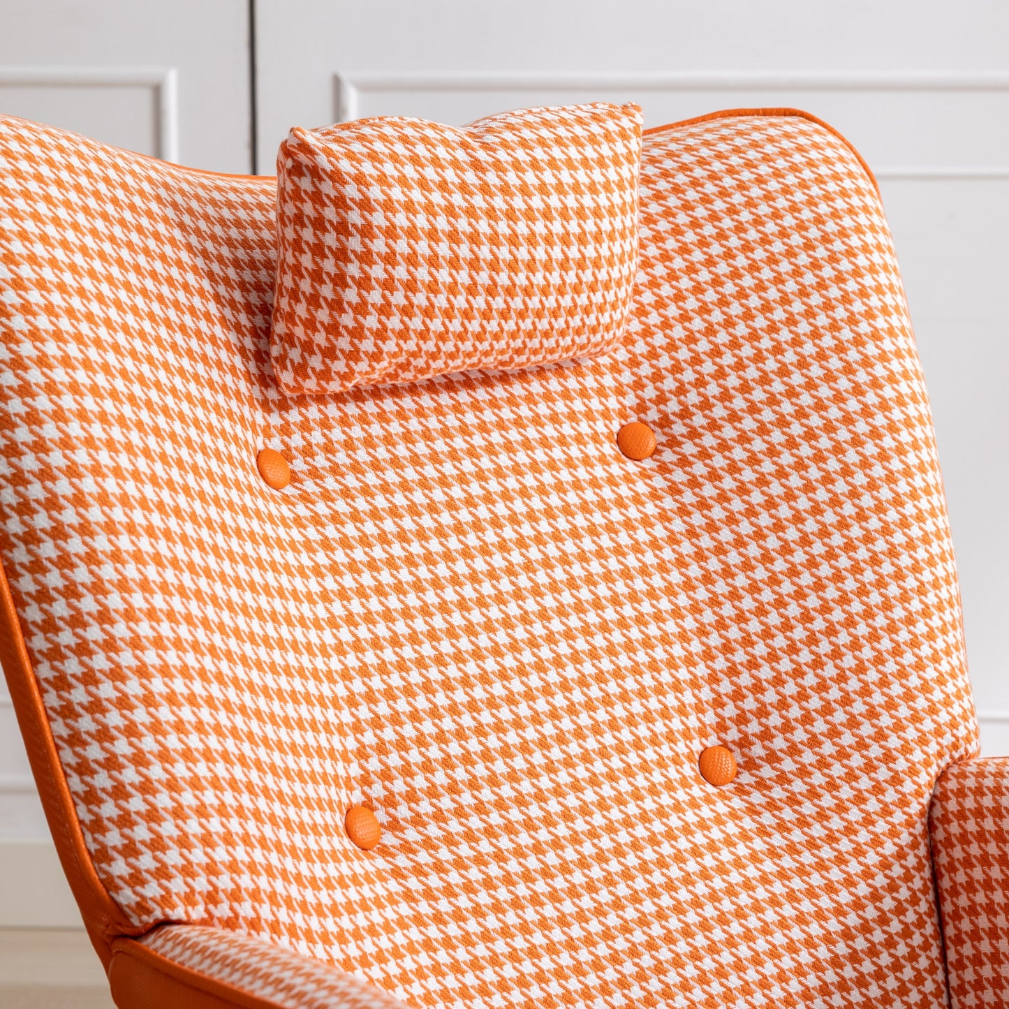 35.5 inch Rocking Chair Soft Houndstooth Fabric Leather Fabric Rocking Chair for Nursery (orange)