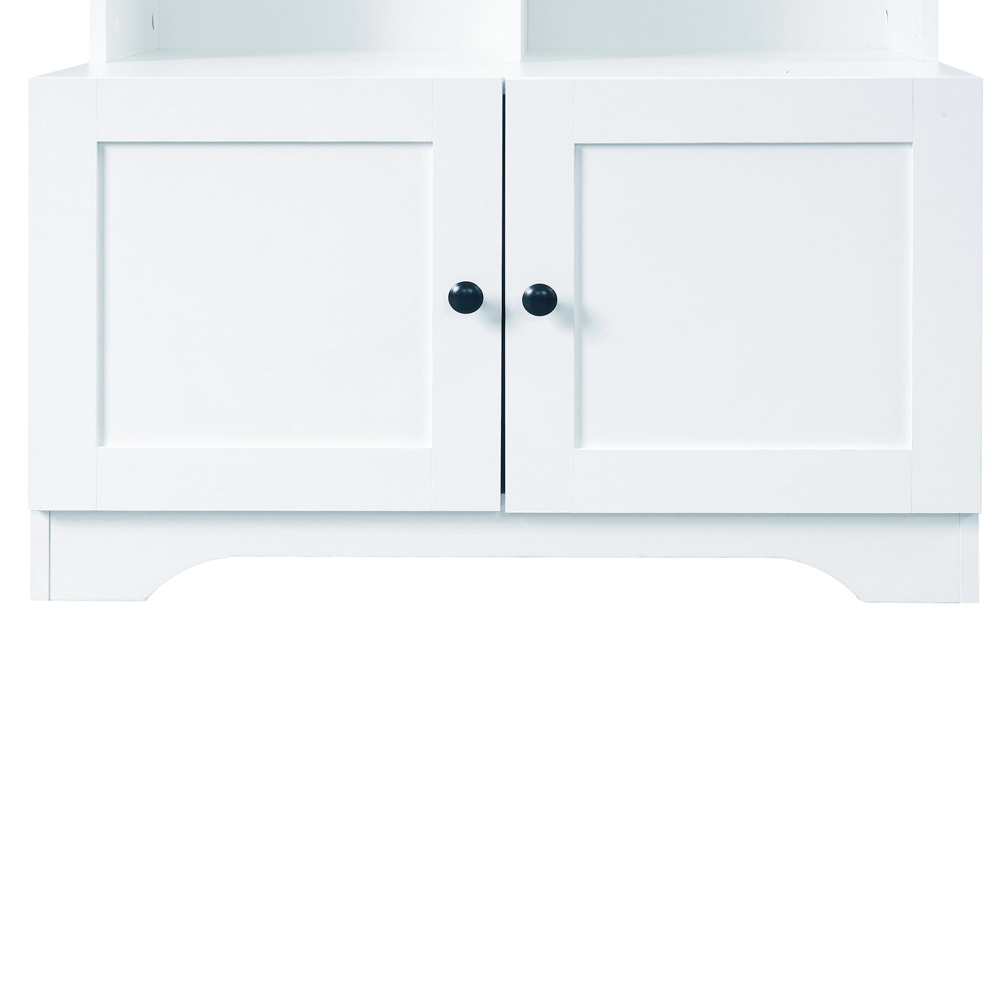 Bathroom storage cabinet, 4-door independent cabinet, adjustable shelf, open multi-layer shelf, white