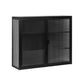 Glass Doors Modern Two-door Wall Cabinet with Featuring Three-tier Black