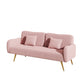 Pink Fabric Double Sofa with Split Backrest and Two Throw Pillows