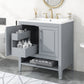 Bathroom Vanity with Sink, Multi-functional Bathroom Cabinet with Doors and Drawers, Solid Frame and MDF Board, Grey