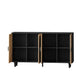 62.20" Elegant 4-Door Rattan Storage Cabinet, Decorative Design for Bedrooms, Living Rooms, and Offices, Black