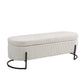 COOLMOR storage Ottoman chair with safety hinge and soft cushion fabric storage Ottoman stool (beige)