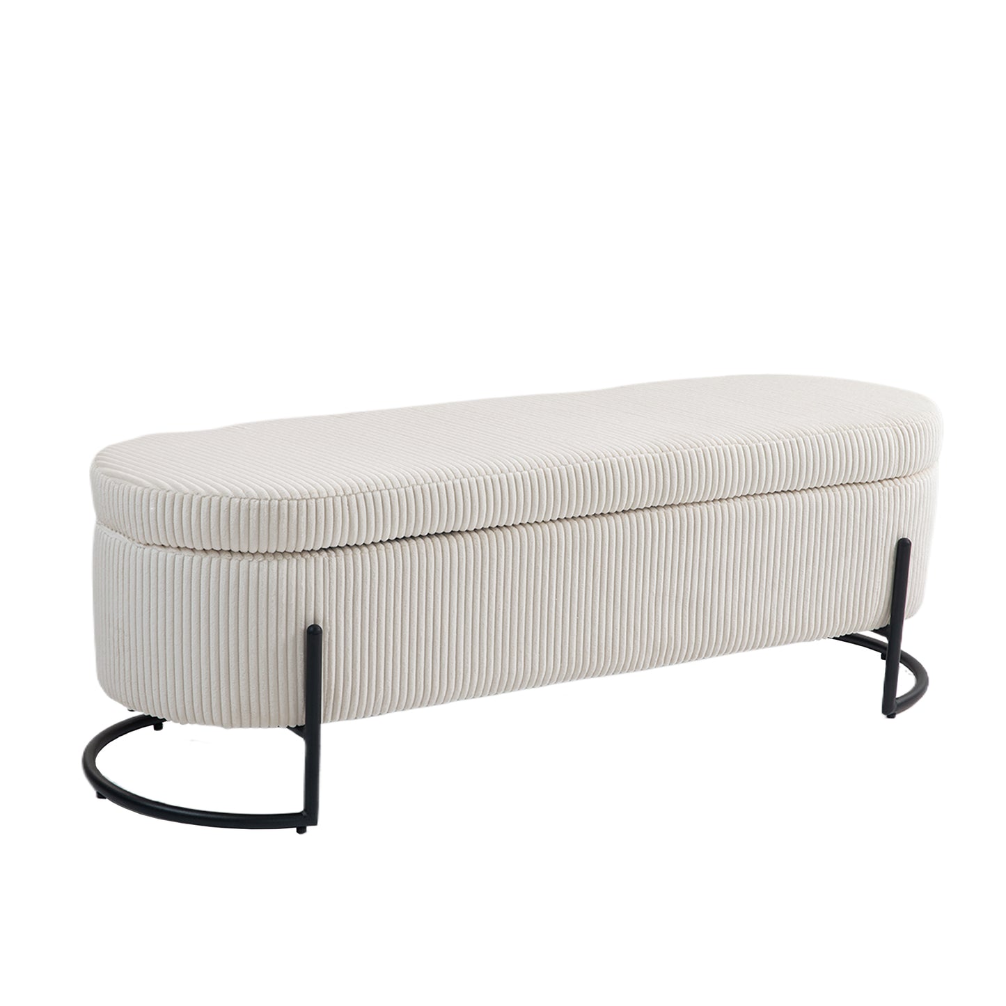 COOLMOR storage Ottoman chair with safety hinge and soft cushion fabric storage Ottoman stool (beige)