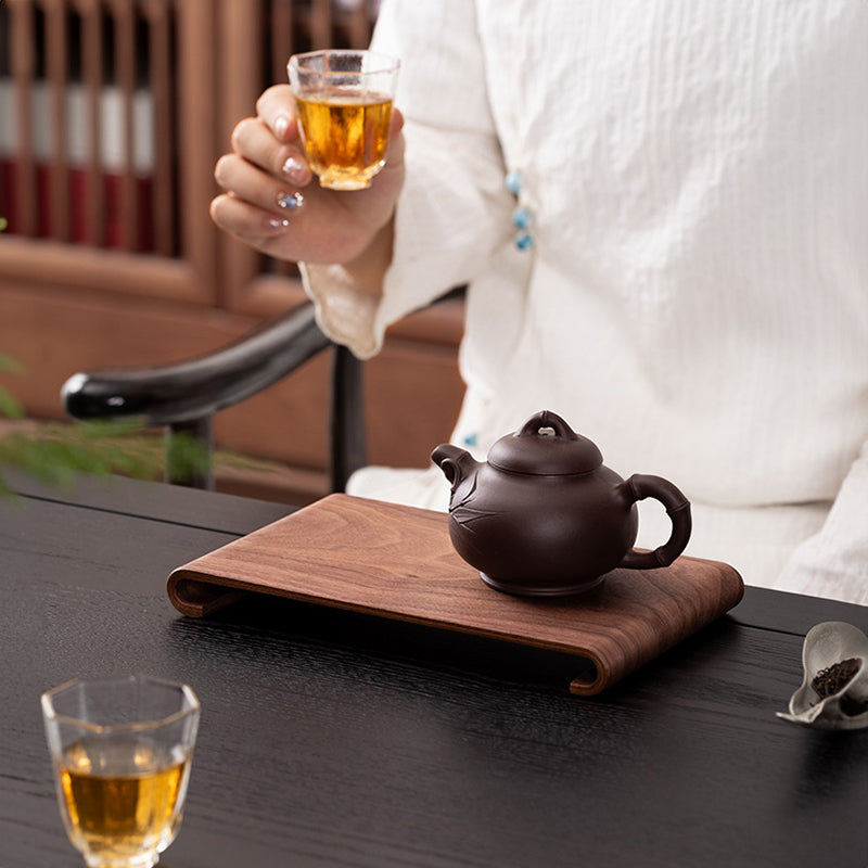 Retro - style Walnut Tea Tray, Wooden Soap - scented Candle Holder, Household Grocery Desktop Storage Box & Decorative Plate