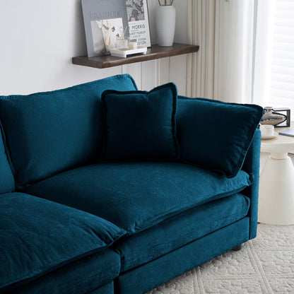 Blue Chenille Ottoman Club Chair for Living Room