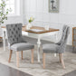 High-end Tufted Solid Wood Contemporary Flax Upholstered Linen Dining Chair with Wood Legs Nailhead Trim 2-Pcs Set Gray