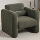 Modern Chair with Sheepskin Sherpa Fabric, Soft Cushion Armchair in Seaweed Green for Living Rooms