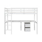 Twin Loft Wood Bed with Built-In Desk, Storage Cabinet, Guardrails, and Ladder, White Finish