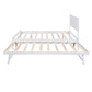 Full Size Platform Bed with Adjustable Trundle White