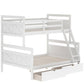 Twin over Full Bunk Bed with Ladder, Two Storage Drawers, Safety Guardrail  White