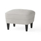 Sillón club moderno de tela gris claro y conjunto de otomana, elegante sillón acolchado para salas de estar